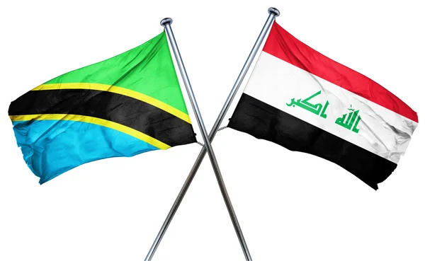 Tanzanias flagga med Irak flagga, 3d-rendering — Stockfoto