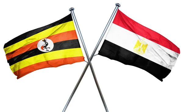 Uganda flagga med Egypten flagga, 3d-rendering — Stockfoto