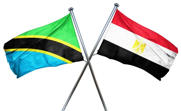 Vlajka Tanzanie vlajky s Egyptem, 3d vykreslování — Stock fotografie