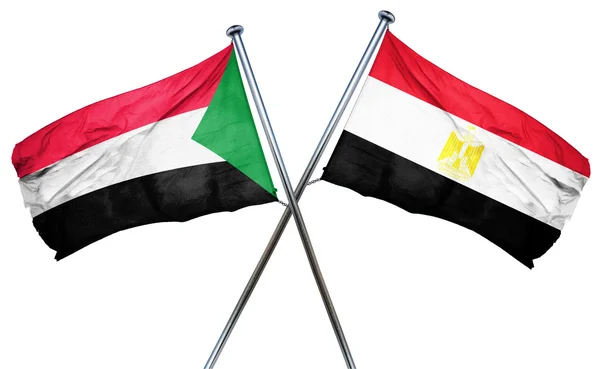 Sudan flagga med Egypten flagga, 3d-rendering — Stockfoto