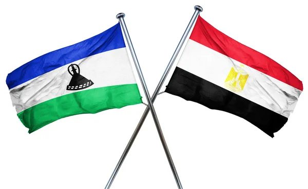 Lesothos flagga med Egypten flagga, 3d-rendering — Stockfoto