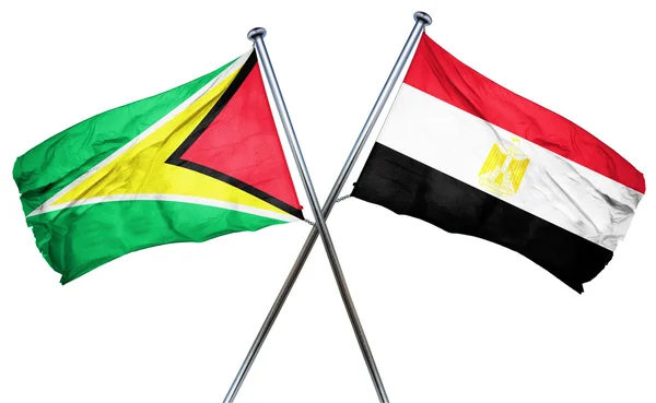 Guayana vlajky s Egyptem vlajka, 3d vykreslování — Stock fotografie