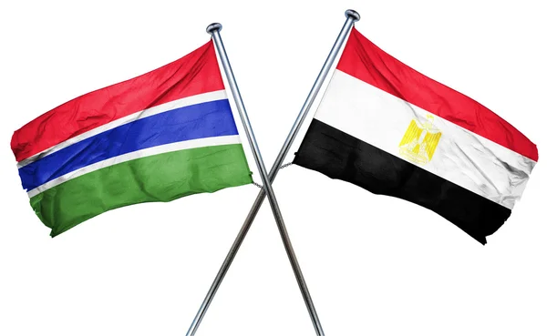 Gambias flagga med Egypten flagga, 3d-rendering — Stockfoto
