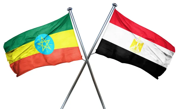 Vlajka vlajka Etiopie s Egyptem, 3d vykreslování — Stock fotografie