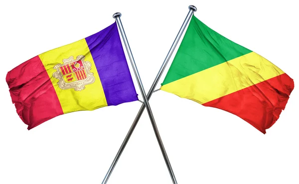 Andorra vlajka s Kongo vlajka, 3d vykreslování — Stock fotografie