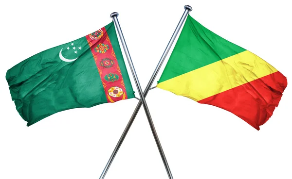 Turkmenistan flag with Congo flag, 3D rendering — Stock Photo, Image
