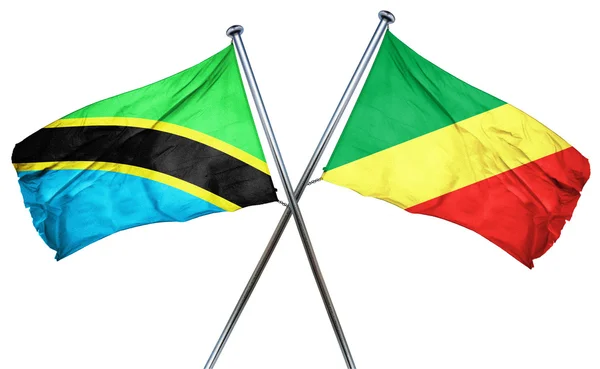 Τανζανίας σημαία με τη σημαία του Κονγκό, 3d rendering — Φωτογραφία Αρχείου