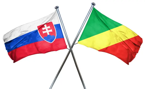 Slovakia flag with Congo flag, 3D rendering — Stock Photo, Image