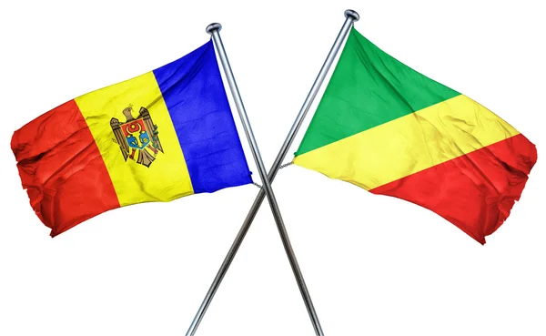 Moldavie Drapeau avec drapeau Congo, rendu 3D — Photo