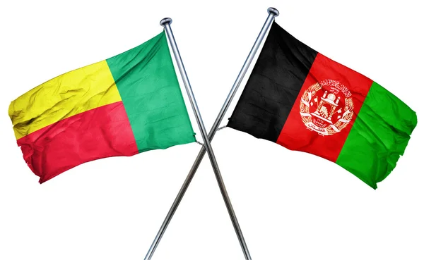 贝宁国旗与阿富汗国旗，3d 渲染 — 图库照片