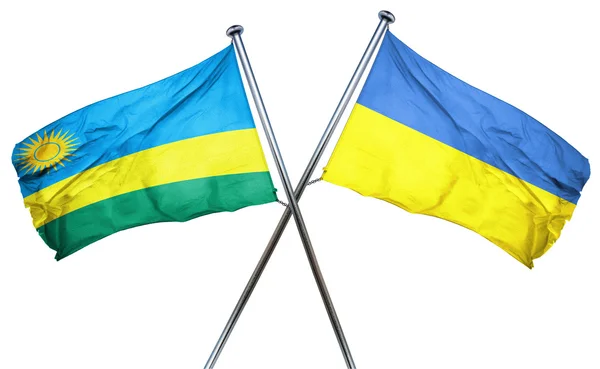 Ruanda-Flagge mit ukrainischer Flagge, 3D-Darstellung — Stockfoto