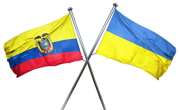 Ecuador flagge mit ukraine flagge, 3d rendering — Stockfoto