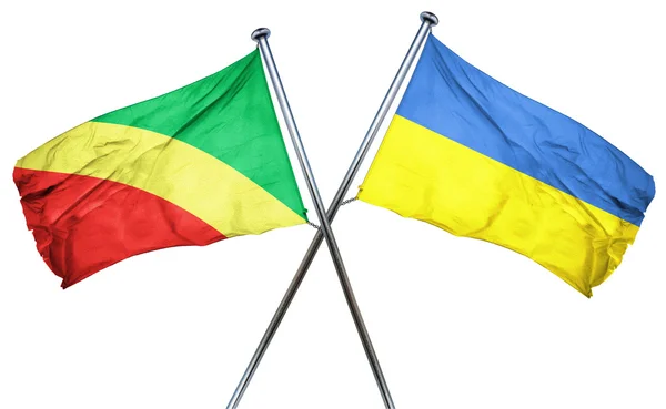 Bandera del Congo con bandera de Ucrania, representación 3D —  Fotos de Stock