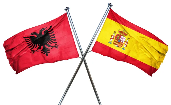 Albania flag with Spain flag, 3D rendering — Stock Photo, Image