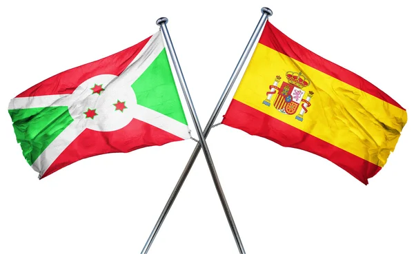 Bandera de Burundi con bandera de España, Renderizado 3D —  Fotos de Stock