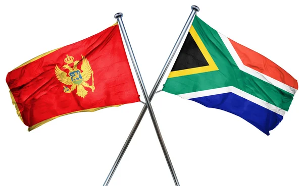 Vlajka Černá Hora s Jihoafrickou vlajka, 3d vykreslování — Stock fotografie