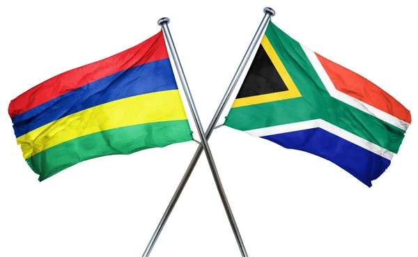 Vlajka flag Mauricius s Jihoafrickou republikou, 3d vykreslování — Stock fotografie