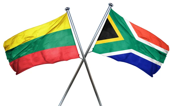 Lithuania flag with South Africa flag, 3D rendering — Stock Photo, Image