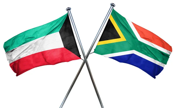 De vlag van Koeweit vlag met Zuid-Afrika, 3D-rendering — Stockfoto