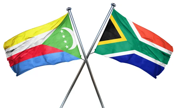 Güney Afrika bayrak, 3d render ile Komor bayrağı — Stok fotoğraf