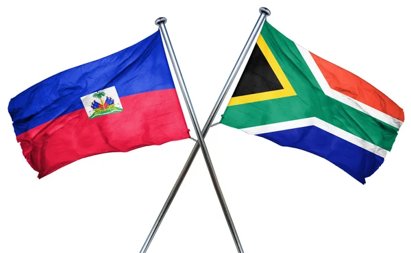 Bandiera Haiti con bandiera Sud Africa, rendering 3D — Foto Stock