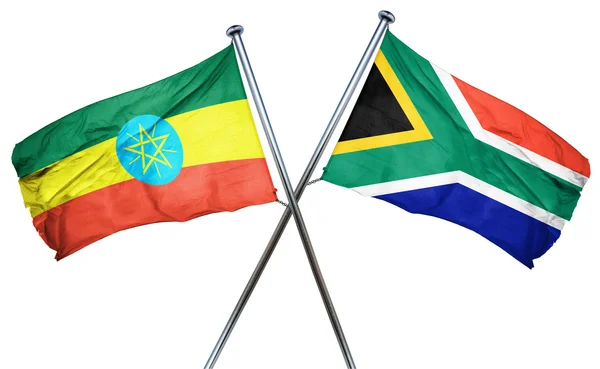 Vlajka vlajka Etiopie s Jihoafrickou republikou, 3d vykreslování — Stock fotografie