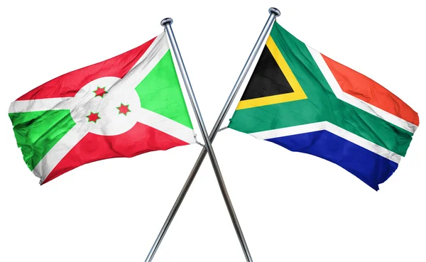 Vlajka vlajka Burundi s Jižní Afrikou, 3d vykreslování — Stock fotografie