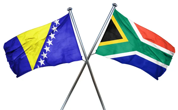 Güney Afrika bayrak, 3d render ile Bosna ve Hersek bayrağı — Stok fotoğraf