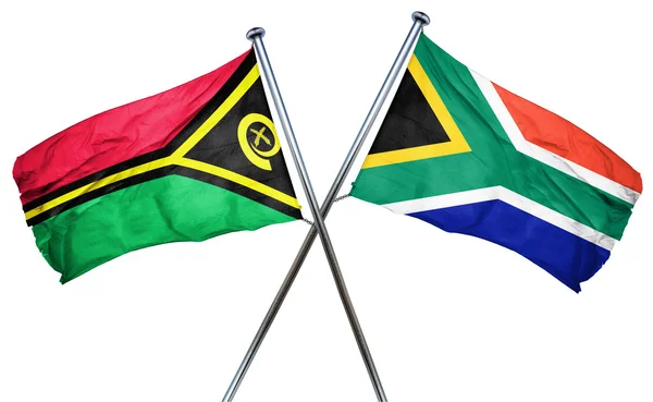 Vanatu vlag met de vlag van Zuid-Afrika, 3D-rendering — Stockfoto