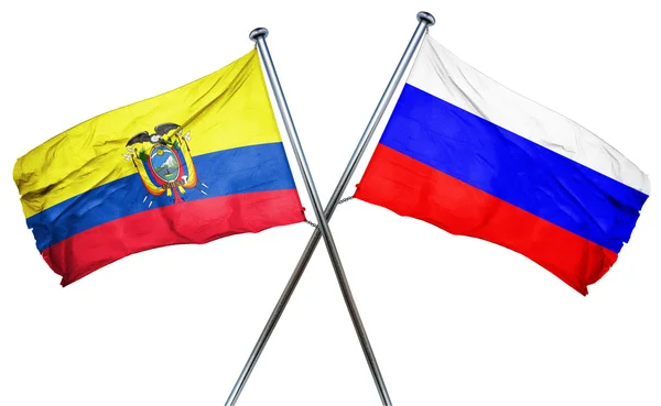 Bandiera Ecuador con bandiera Russia, rendering 3D — Foto Stock