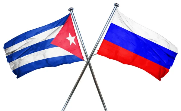 Cuba flag with Russia flag, 3D rendering — Stock Photo, Image
