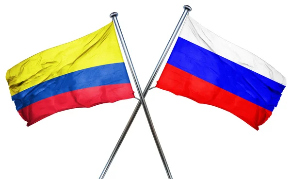 Colombia flag with Russia flag, 3D rendering — Stock Photo, Image