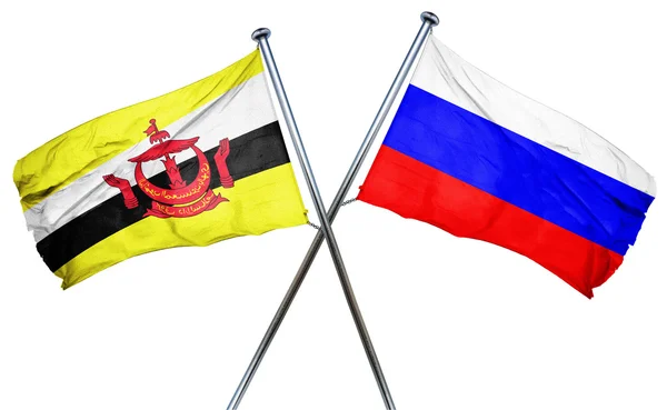 Drapeau Brunei avec drapeau Russie, rendu 3D — Photo