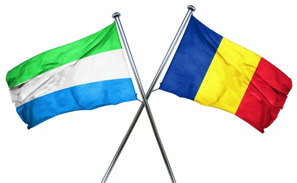 Bandera de Sierra Leona con Bandera de Rumania, Renderizado 3D — Foto de Stock