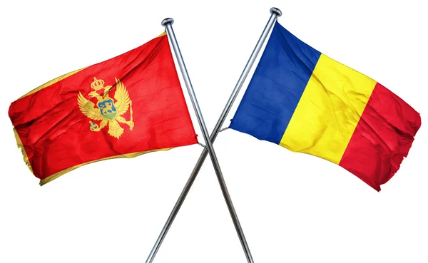 Σημαία του Μαυροβουνίου με σημαία της Ρουμανίας, 3d rendering — Φωτογραφία Αρχείου