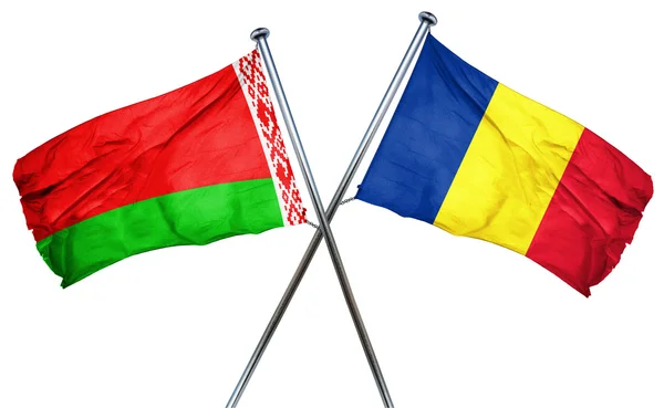 Vlag van Wit-Rusland met Nederlandse vlag, 3D-rendering ...