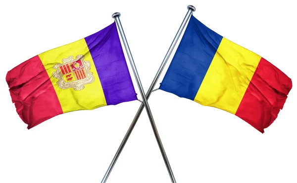 Bandera de Andorra con Bandera de Rumania, Renderizado 3D —  Fotos de Stock