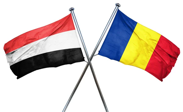 3d 渲染罗马尼亚国旗也门国旗 — 图库照片