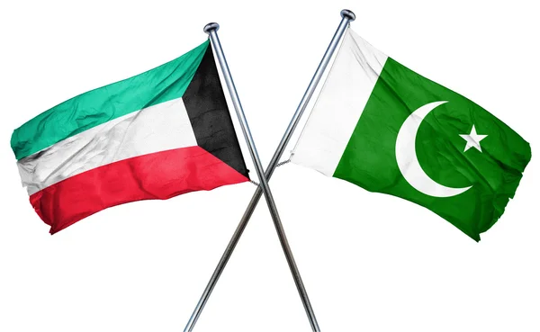 Kuwait flag with Pakistan flag, 3D rendering — Stock Photo, Image