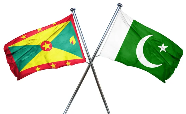 Grenada flag with Pakistan flag, 3D rendering — Stock Photo, Image