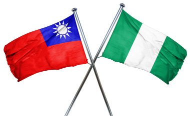 Nijerya bayrak, 3d render ile Çin Halk Cumhuriyeti bayrağı