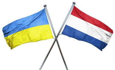 Hollanda bayrağı, 3d render ile Ukrayna bayrağı