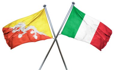 Bhutan bayrağı İtalya bayrağı, 3d render ile