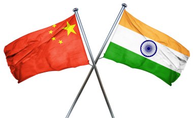Hindistan ile Çin bayrak bayrak, 3d render