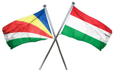 Seyşel Adaları bayrağı ile Macaristan bayrağı, 3d render