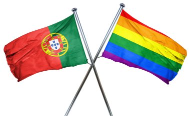 Portekiz bayrağı Gökkuşağı bayrağı, 3d render ile