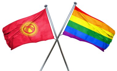 Kırgızistan bayrağı Gökkuşağı bayrağı, 3d render ile