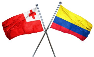 Tonga bayrak Kolombiya bayrak, 3d render ile