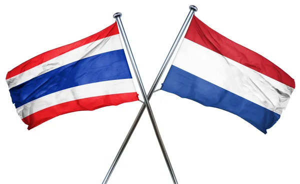 Bandera de Tailandia con bandera de los Países Bajos, representación 3D —  Fotos de Stock