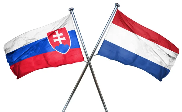 Slovakien flagga med Nederländerna sjunka, 3d-rendering — Stockfoto